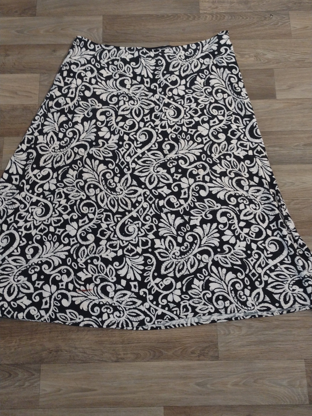 croft & barrow Black and White A-Line Paisley Skirt